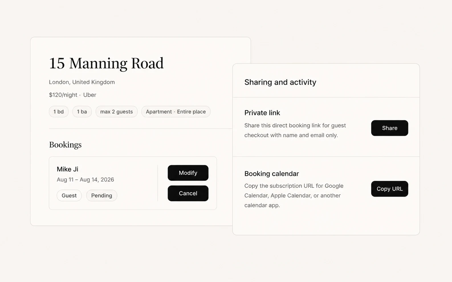TuCasa booking and sharing workspace