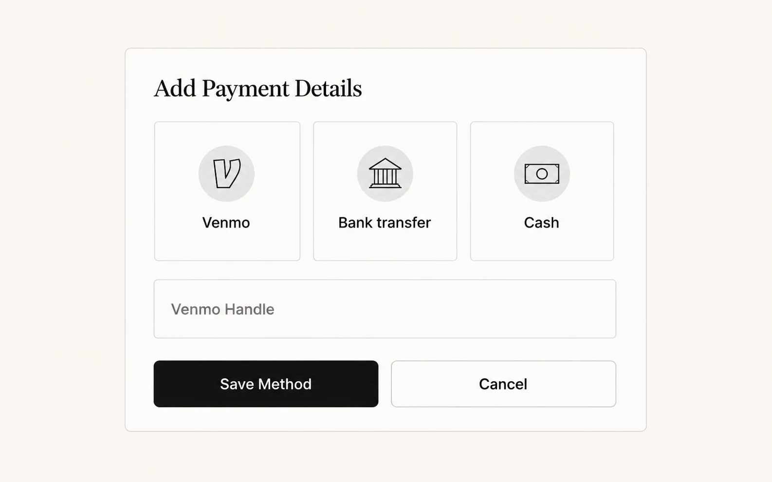 TuCasa host payment method settings