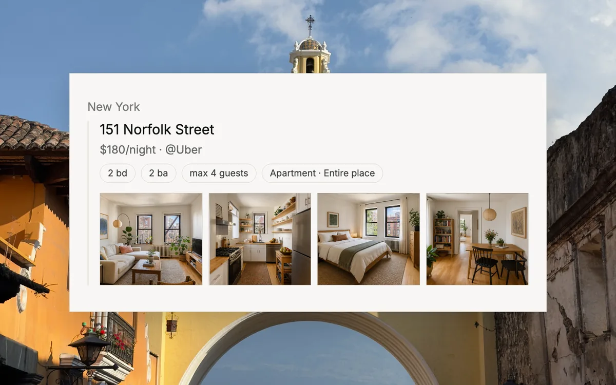 A trusted TuCasa home connected through Uber over a historic city view